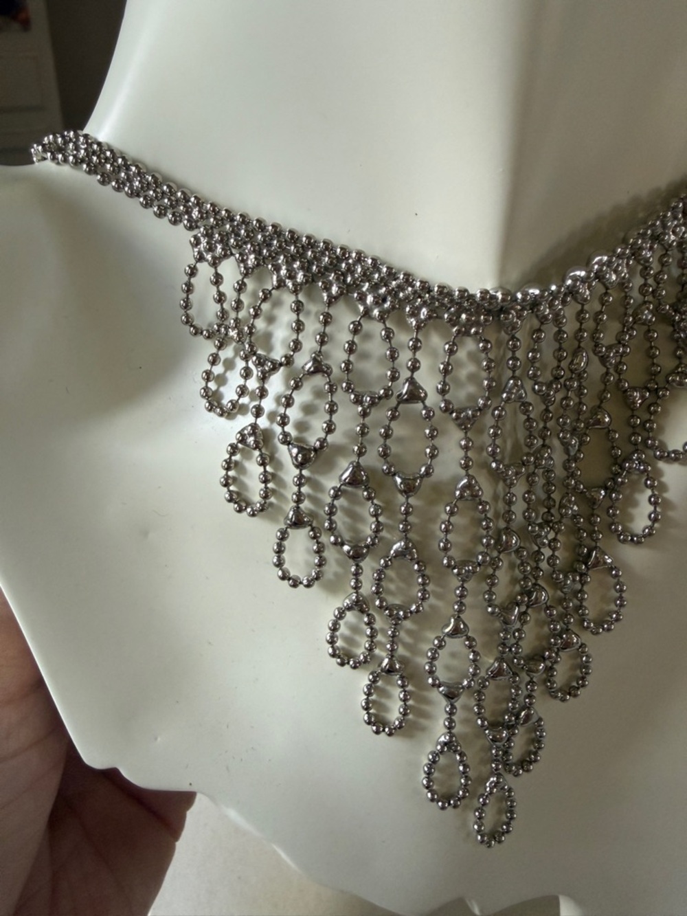 Sterling Silver Fringe Choker Necklace.